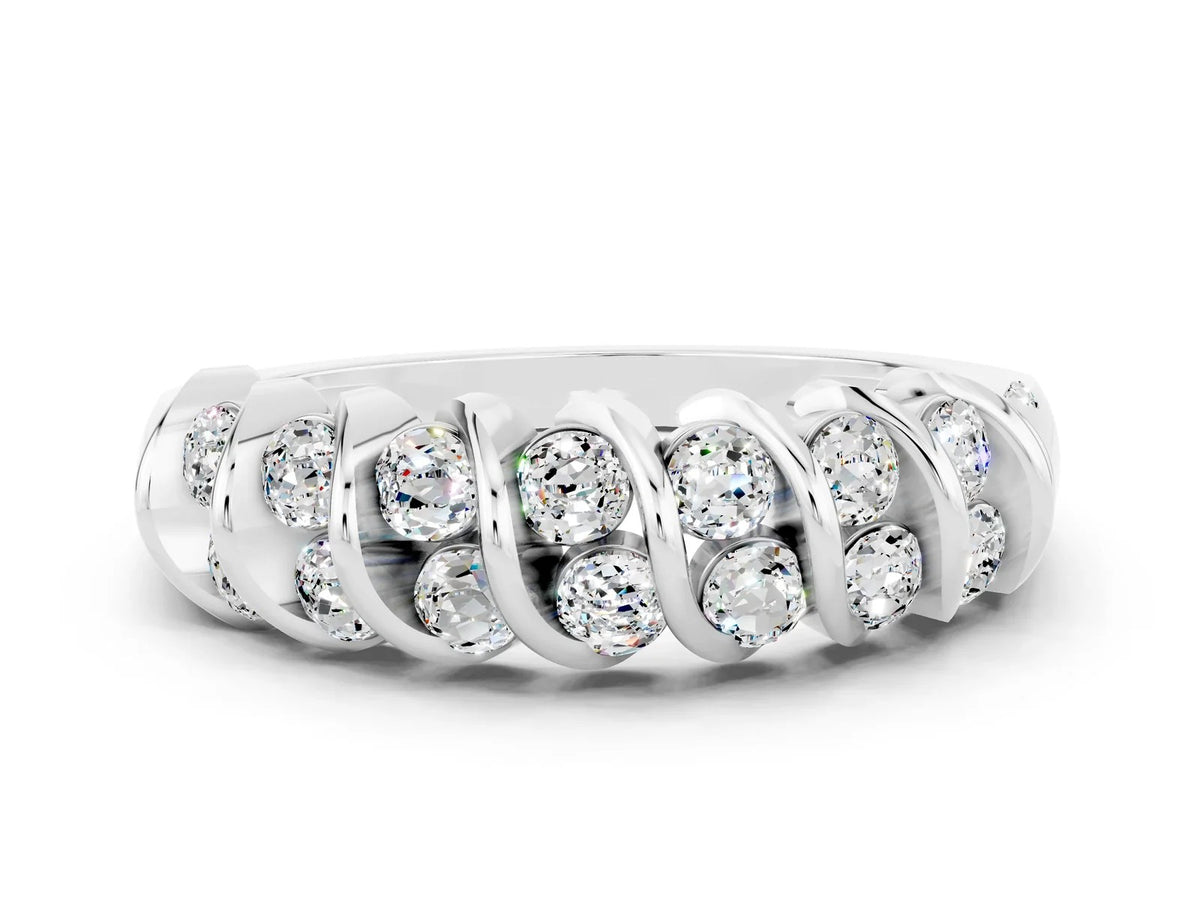 Multi-Row Round Moissanite Band in Platinum with Channel Setting 