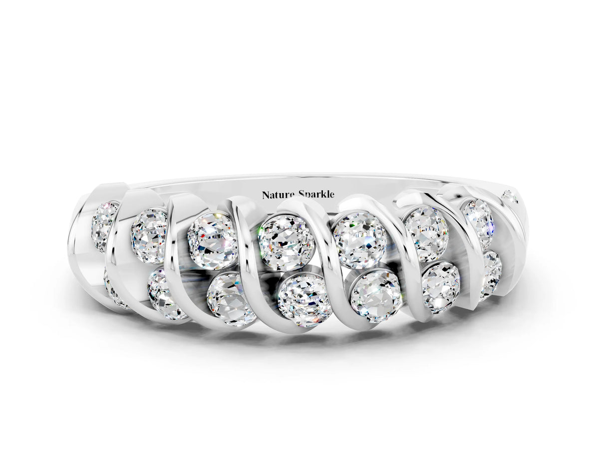 Multi-Row Round Moissanite Band in Platinum with Channel Setting