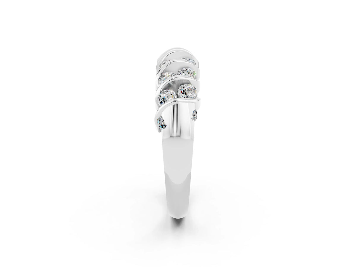 Multi-Row Round Moissanite Band in Platinum with Channel Setting