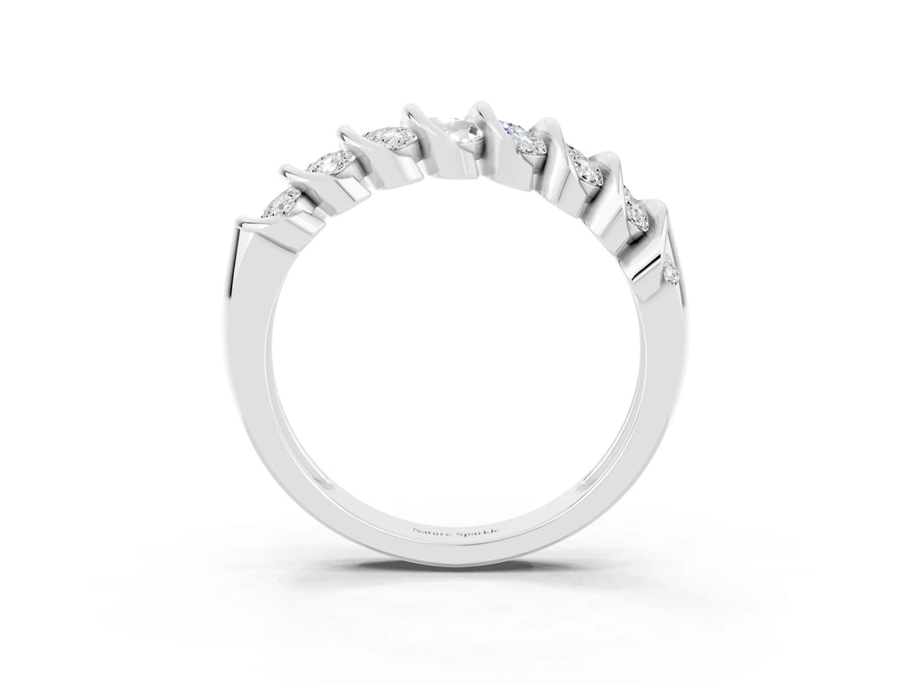 Multi-Row Round Moissanite Band in Platinum with Channel Setting