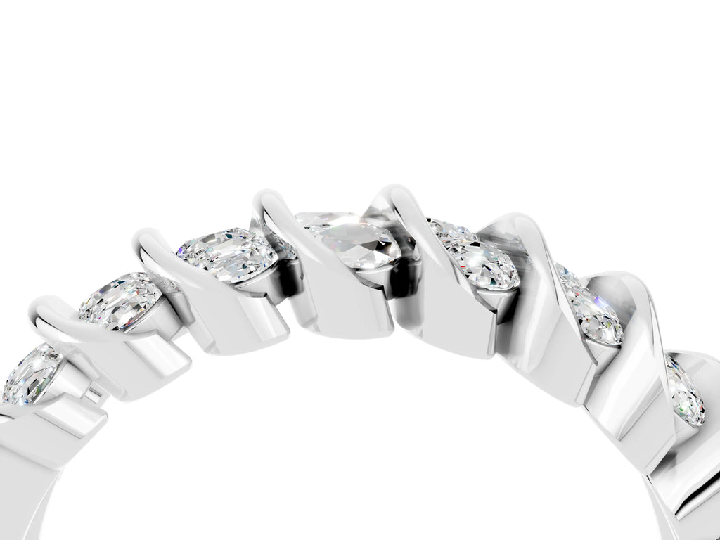 Multi-Row Round Moissanite Band in Platinum with Channel Setting