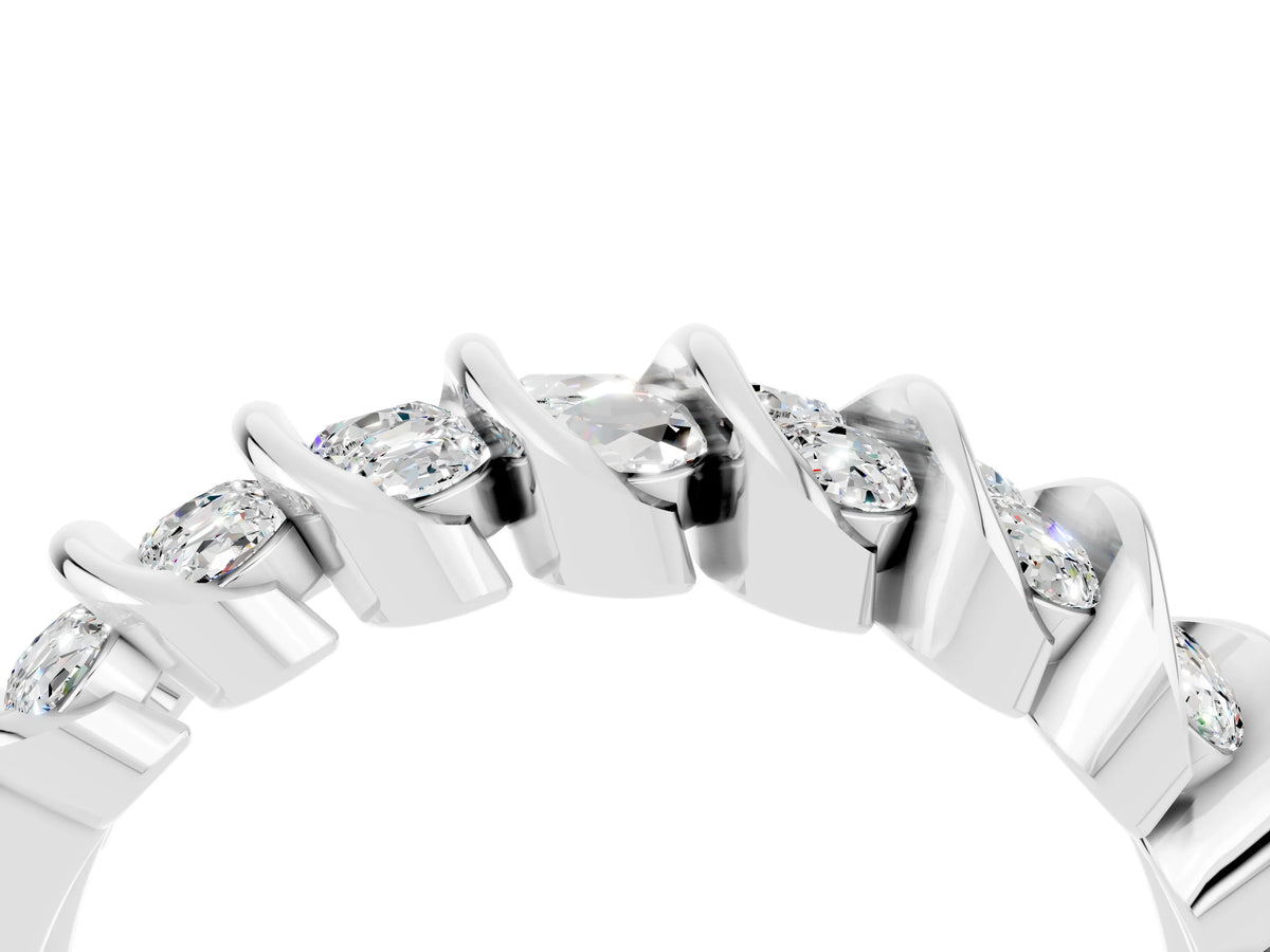 Multi-Row Round Moissanite Band in Platinum with Channel Setting