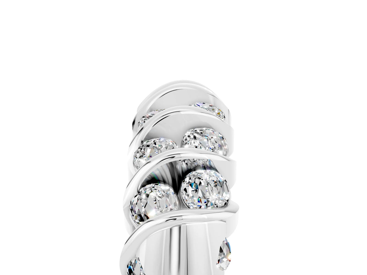 Multi-Row Round Moissanite Band in Platinum with Channel Setting