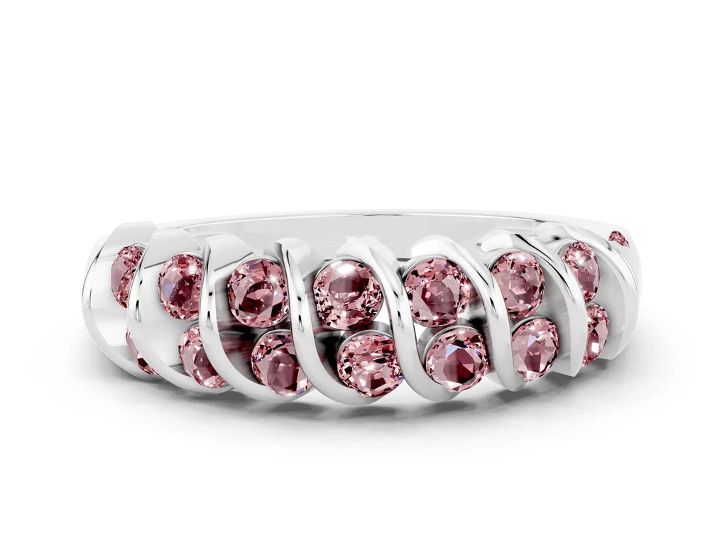 Multi-Row Round Morganite Band in White gold with Channel Setting 