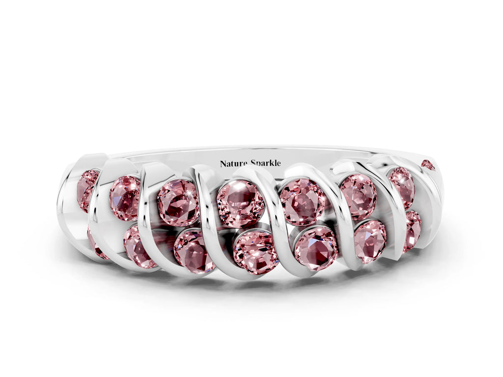 Multi-Row Round Morganite Band in White gold with Channel Setting