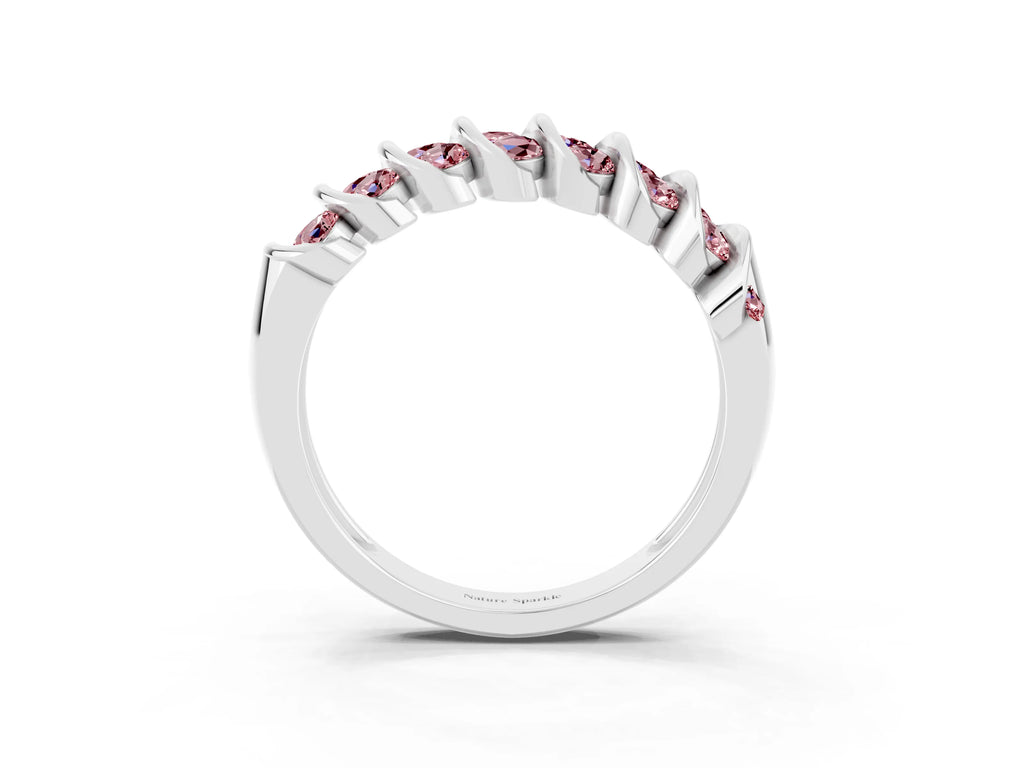 Multi-Row Round Morganite Band in White gold with Channel Setting