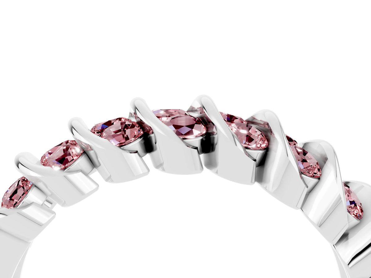Multi-Row Round Morganite Band in White gold with Channel Setting