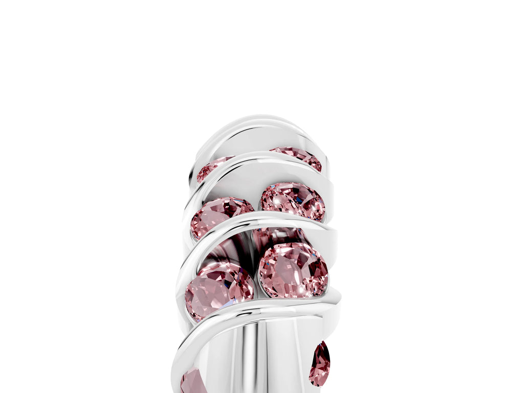 Multi-Row Round Morganite Band in White gold with Channel Setting