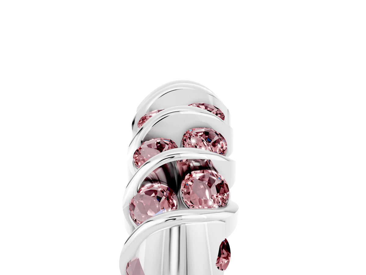 Multi-Row Round Morganite Band in White gold with Channel Setting