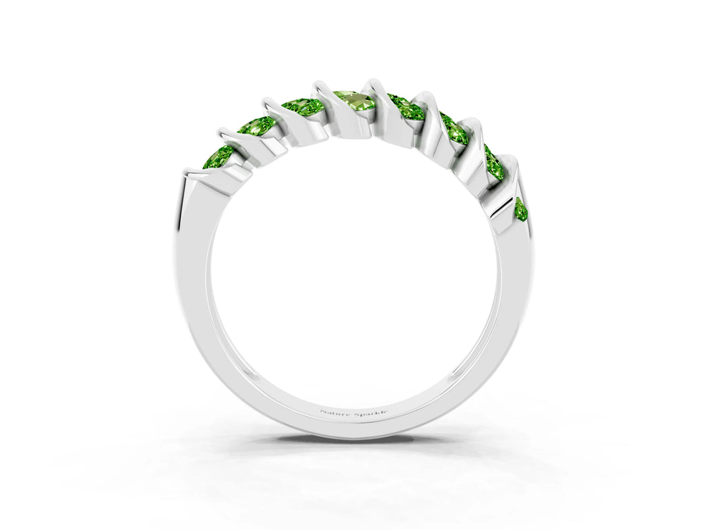 Multi-Row Round Peridot Band in White gold with Channel Setting