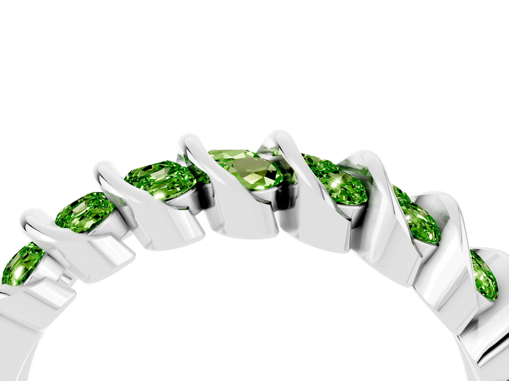 Multi-Row Round Peridot Band in White gold with Channel Setting