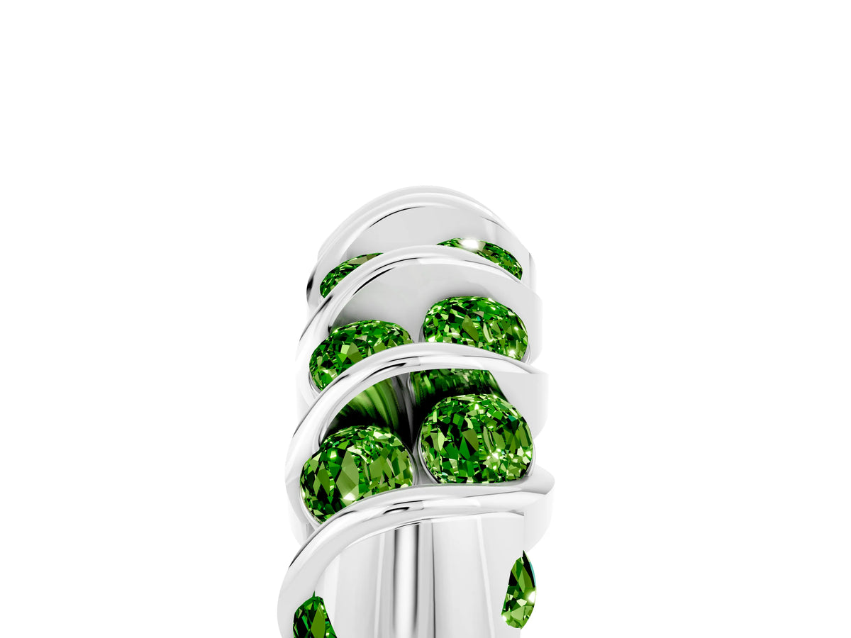 Multi-Row Round Peridot Band in White gold with Channel Setting