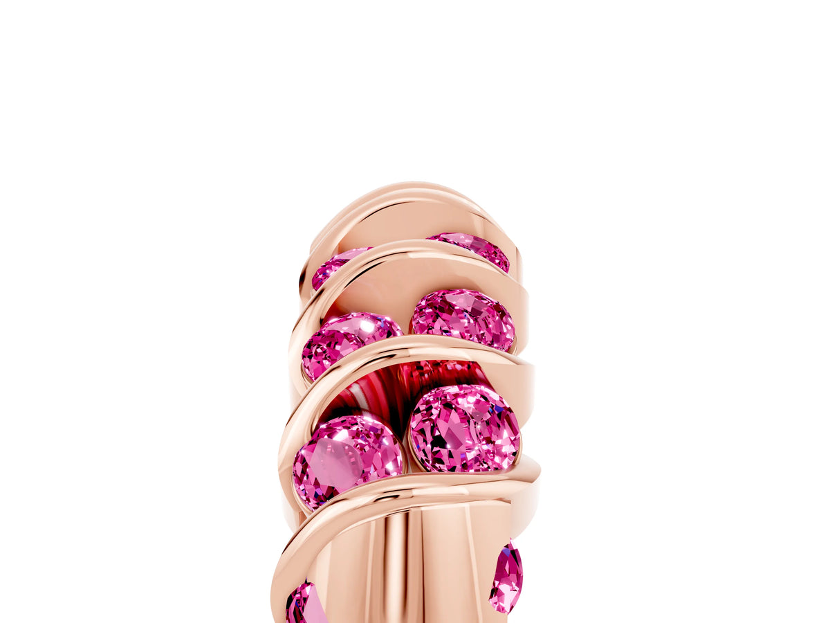 Multi-Row Round Pink Sapphire Band in Rose gold with Channel Setting
