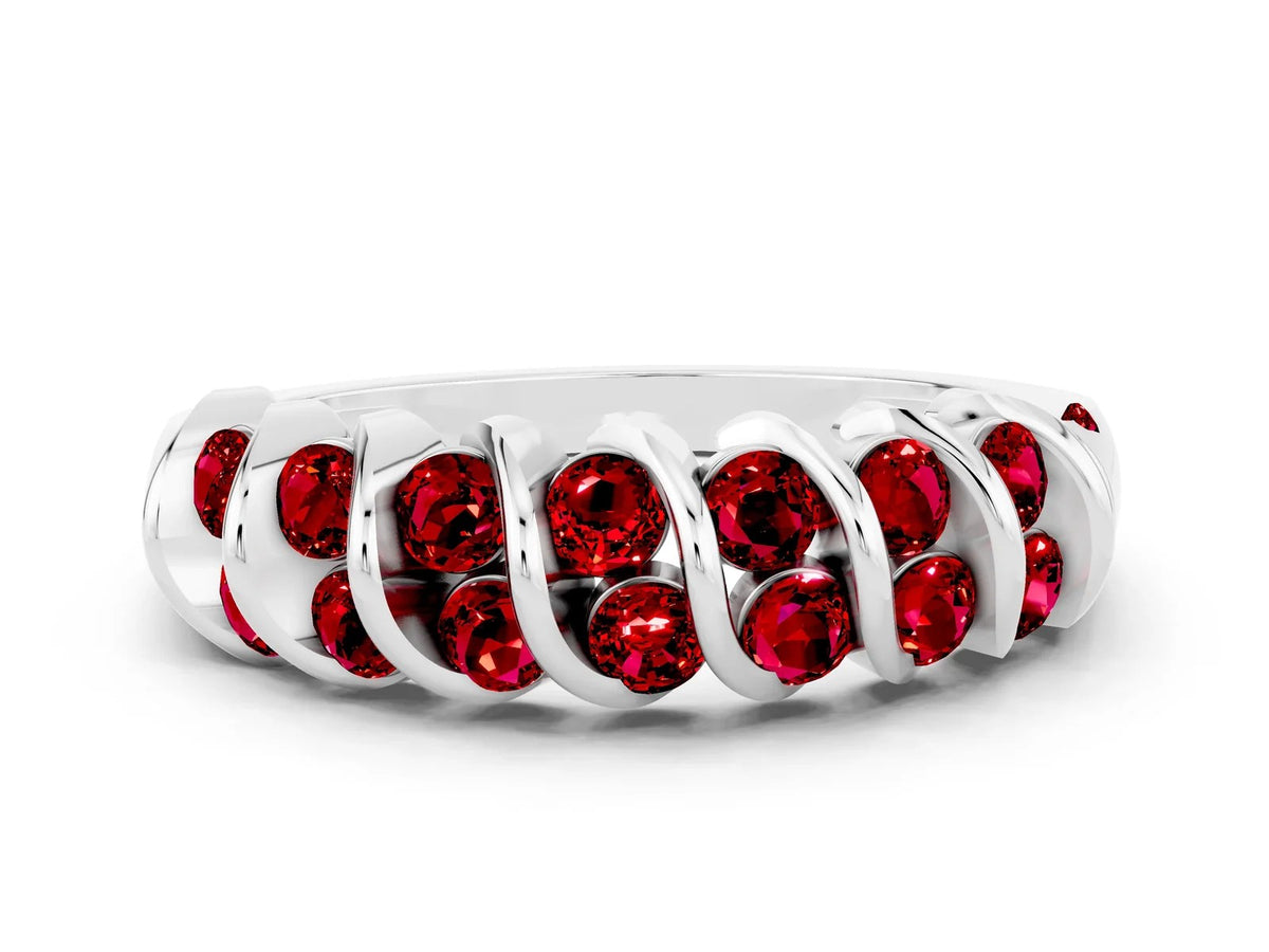 Multi-Row Round Ruby Band in Silver with Channel Setting 
