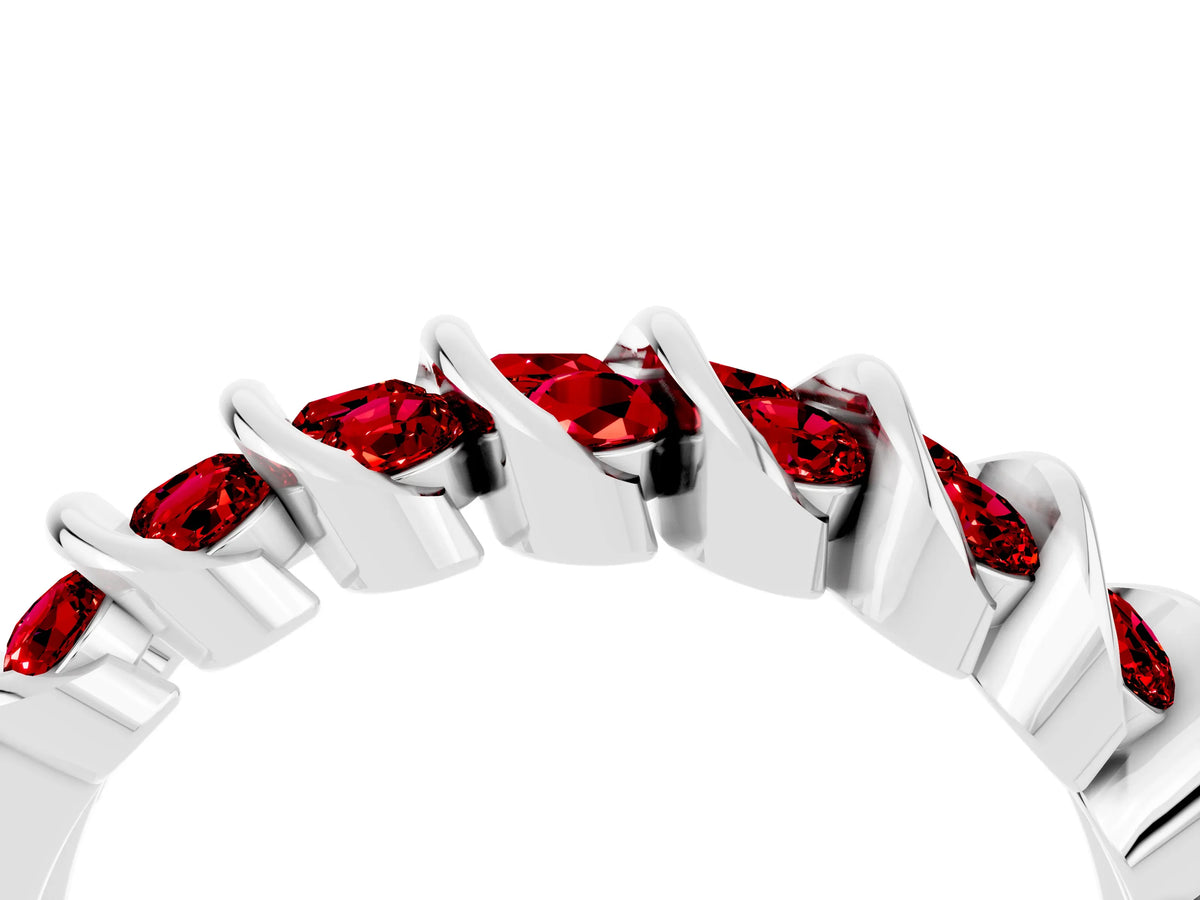 Multi-Row Round Ruby Band in Silver with Channel Setting