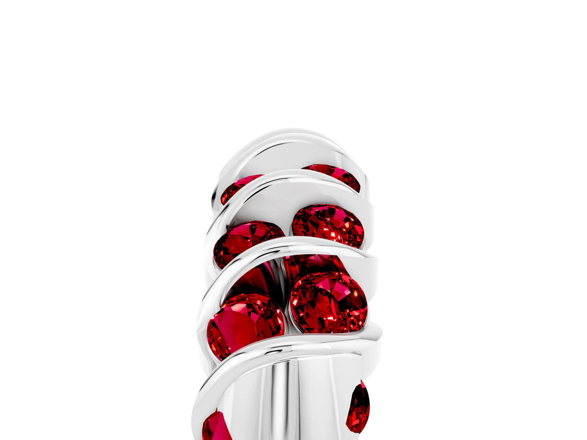 Multi-Row Round Ruby Band in Silver with Channel Setting