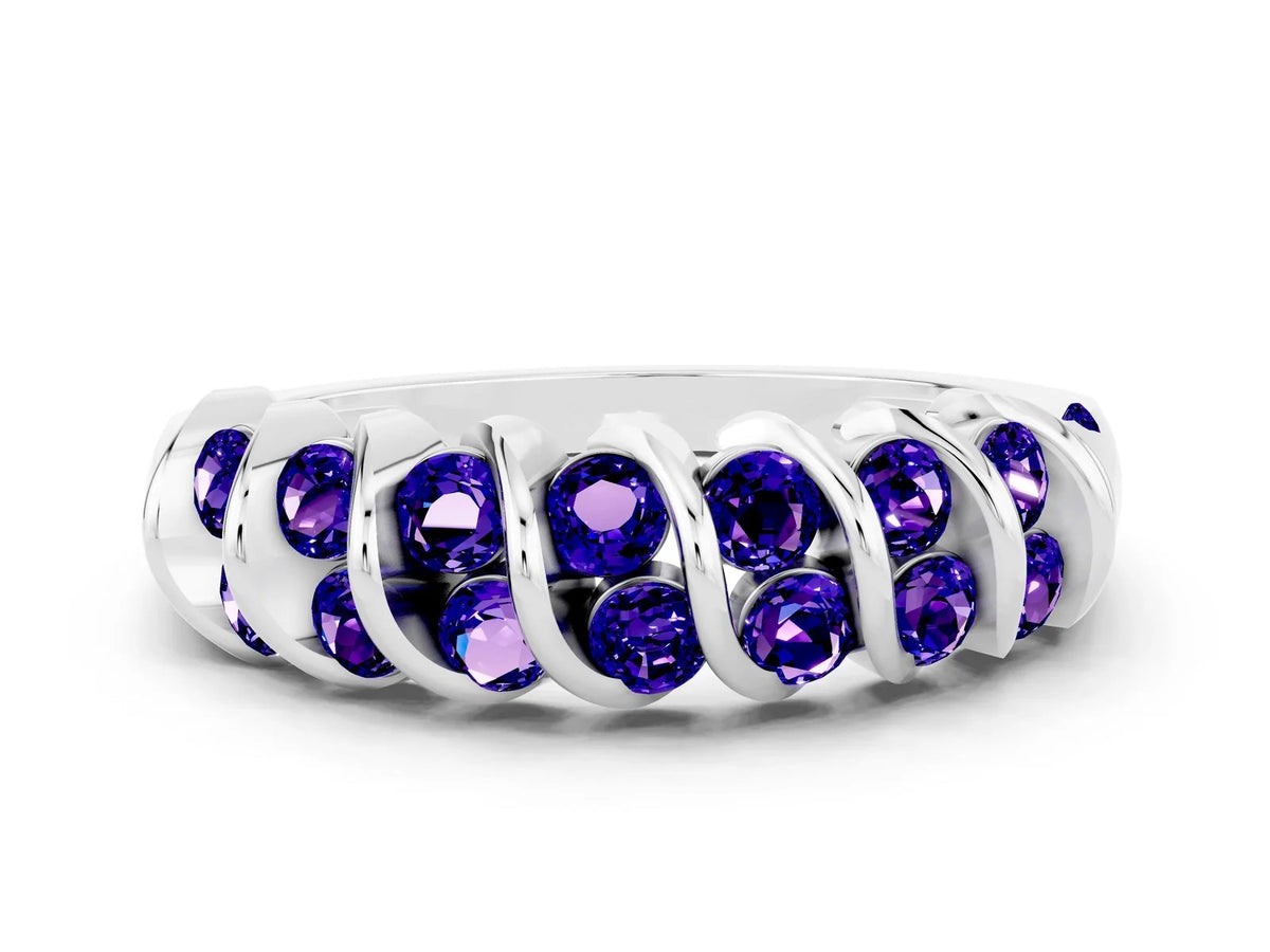 Multi-Row Round Tanzanite Band in White gold with Channel Setting 