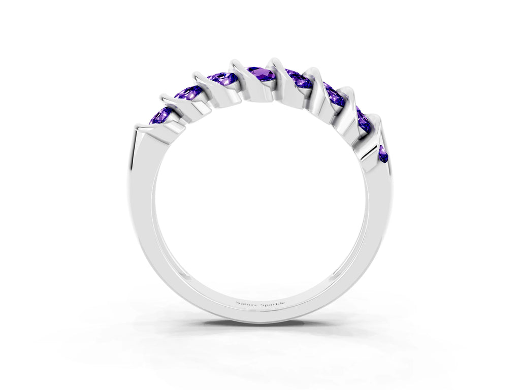 Multi-Row Round Tanzanite Band in White gold with Channel Setting