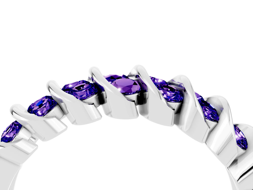 Multi-Row Round Tanzanite Band in White gold with Channel Setting