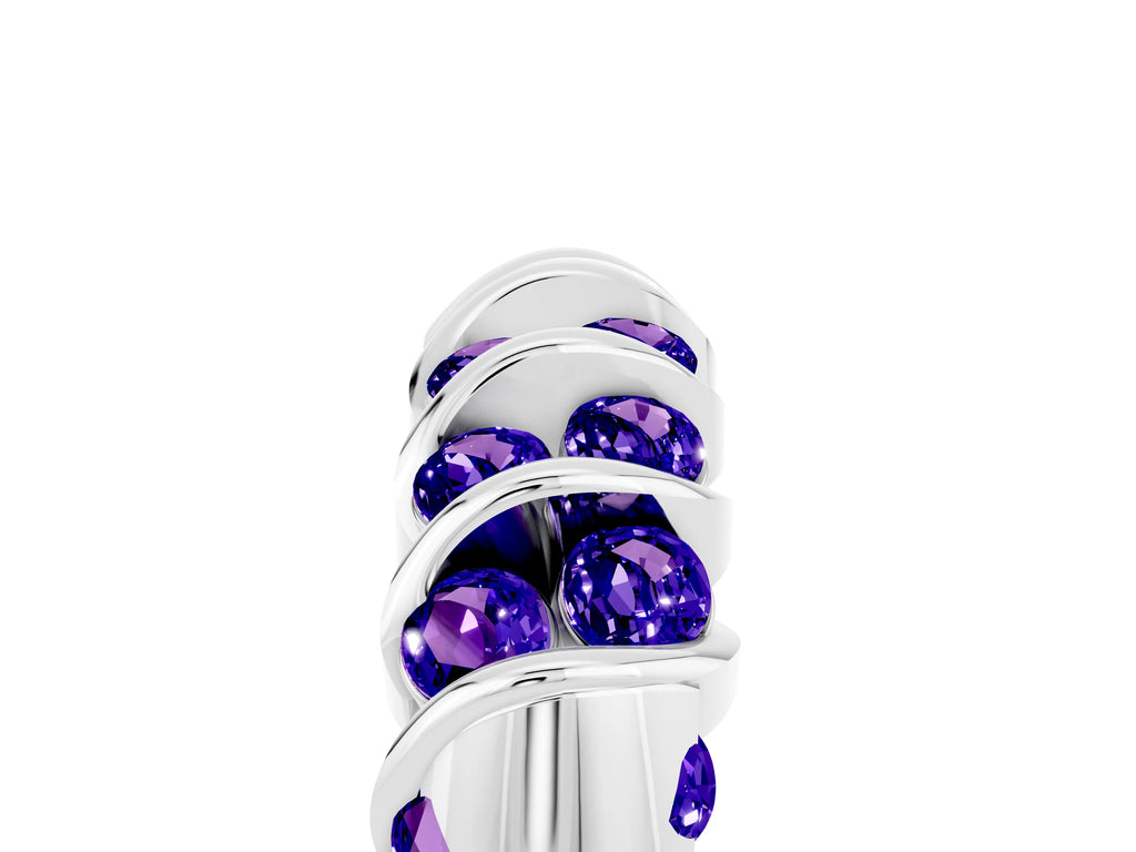 Multi-Row Round Tanzanite Band in White gold with Channel Setting