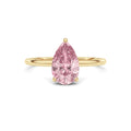 Yellow gold Fancy Pink Pear Cut Diamond Hidden Halo Solitaire Engagement Ring with Prong Setting