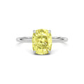 White gold Fancy Yellow Cushion Cut Diamond Hidden Halo Solitaire Engagement Ring with Prong Setting