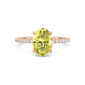 Rose gold Fancy Yellow Oval Cut Diamond Solitaire with Pavé Band