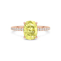 Rose gold Fancy Yellow Cushion Cut Diamond Solitaire with Pavé Band