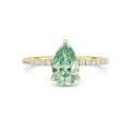 Yellow gold Fancy Green Pear Cut Diamond Solitaire with Pavé Band