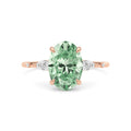 Rose gold Fancy Green Oval Cut Diamond Marquise Side Stone Engagement Ring