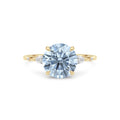 Yellow gold Fancy Blue Round Cut Diamond Marquise Side Stone Engagement Ring