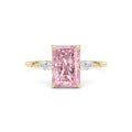 Yellow gold Fancy Pink Radiant Cut Diamond Marquise Side Stone Engagement Ring