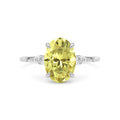 Yellow gold Fancy Yellow Oval Cut Diamond Marquise Side Stone Engagement Ring