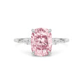 White gold Fancy Pink Cushion Cut Diamond Marquise Side Stone Engagement Ring