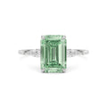 Platinum Fancy Green Emerald Cut Diamond Marquise Side Stone Engagement Ring