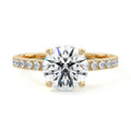 Yellow gold Round Diamond Accented Engagement Ring