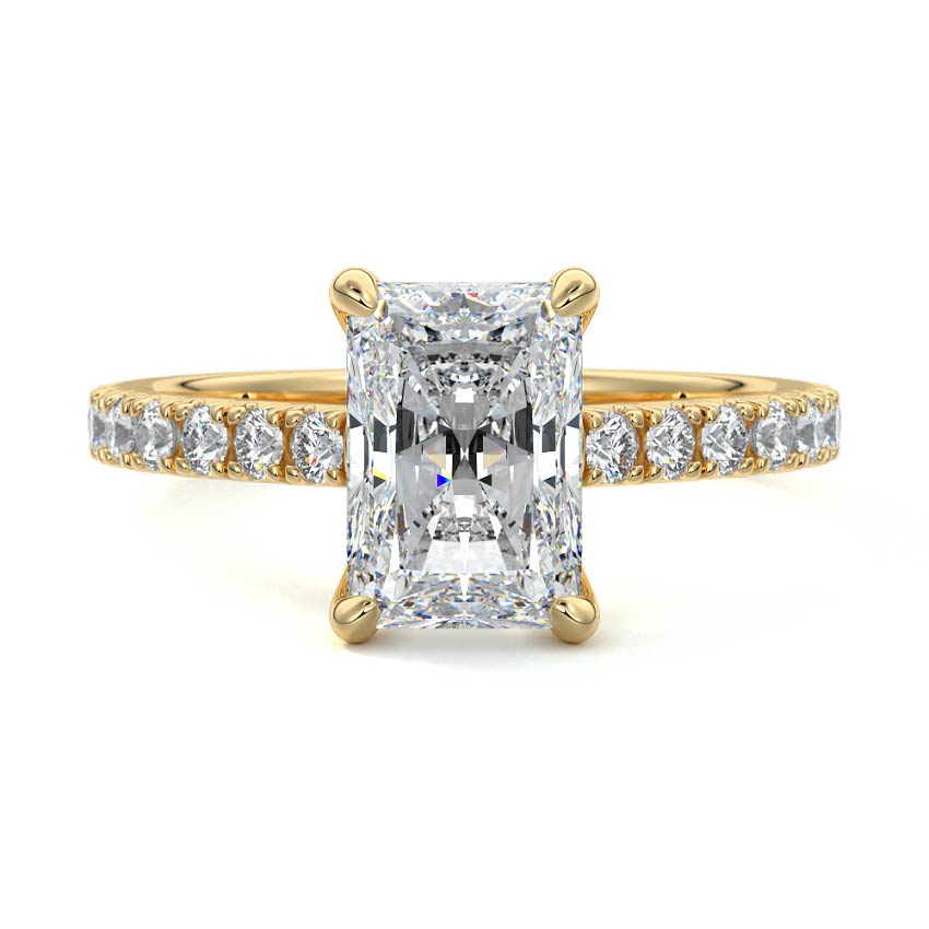 Yellow gold Radiant Diamond Accented Engagement Ring