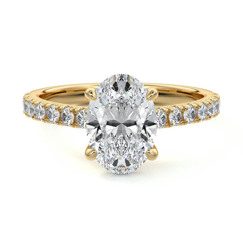 Yellow gold Oval Diamond Accented Engagement Ring