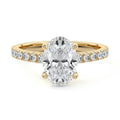 Yellow gold Oval Diamond Accented Engagement Ring