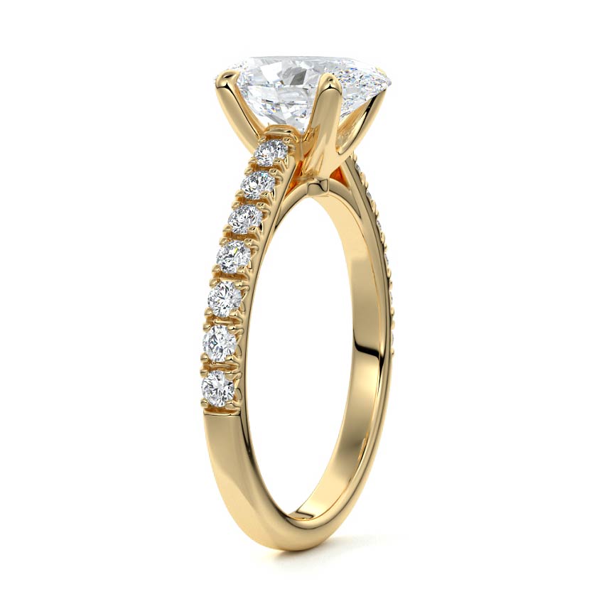 Yellow gold Oval Diamond Accented Engagement Ring