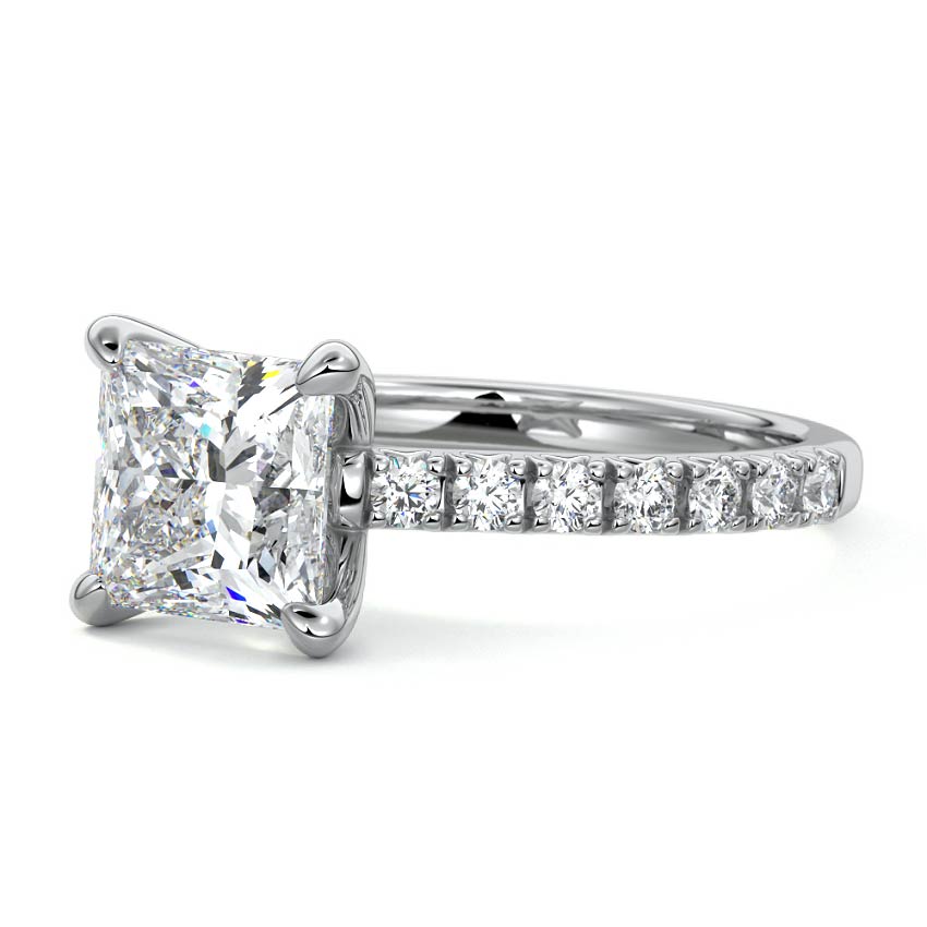 Platinum Princess Diamond Accented Engagement Ring