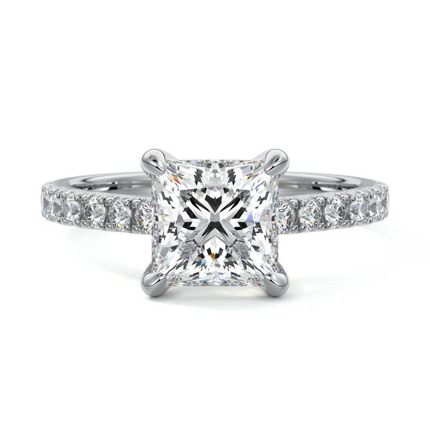 Platinum Princess Diamond Accented Engagement Ring