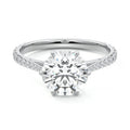 White gold Round Diamond Engagement Ring with Cathedral Setting and Pave Shoulder Accents