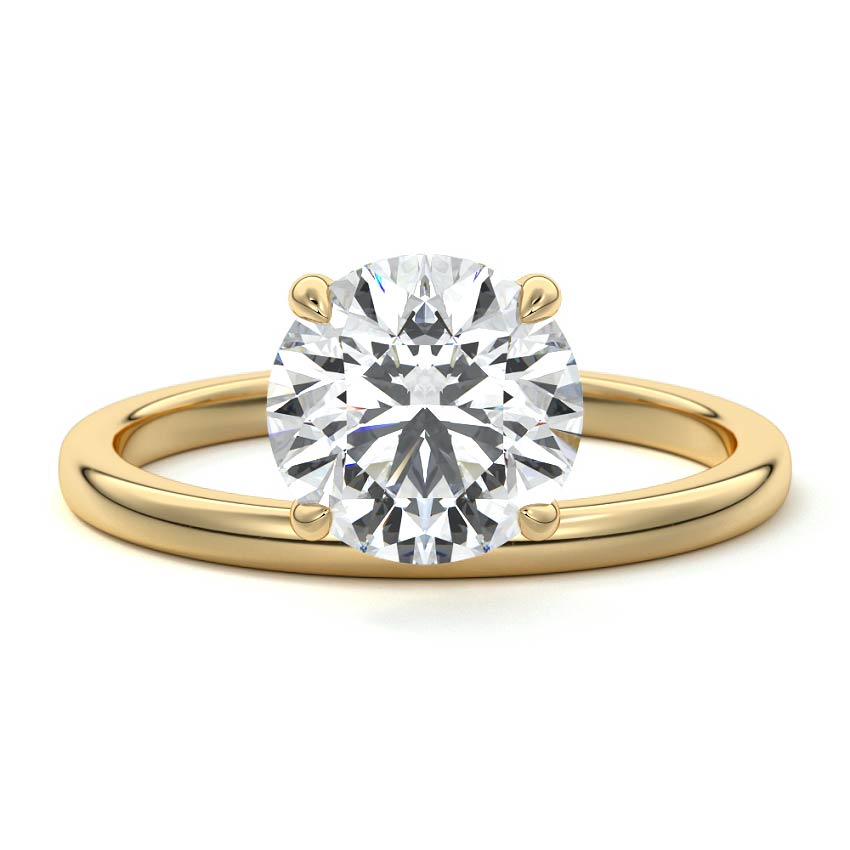 Yellow gold Round Diamond Solitaire Engagement Ring with Low Profile Prong Setting