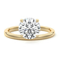 Yellow gold Round Diamond Solitaire Engagement Ring with Low Profile Prong Setting