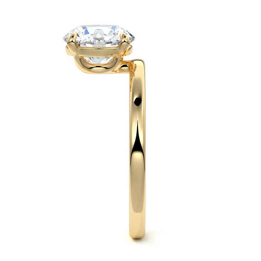 Yellow gold Round Diamond Solitaire Engagement Ring with Low Profile Prong Setting