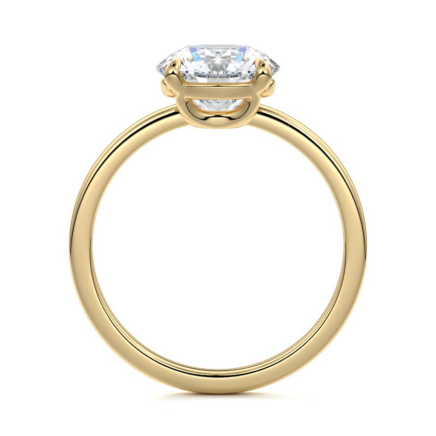 Yellow gold Round Diamond Solitaire Engagement Ring with Low Profile Prong Setting
