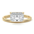 Yellow gold Radiant Diamond Solitaire Engagement Ring with Low Profile Prong Setting