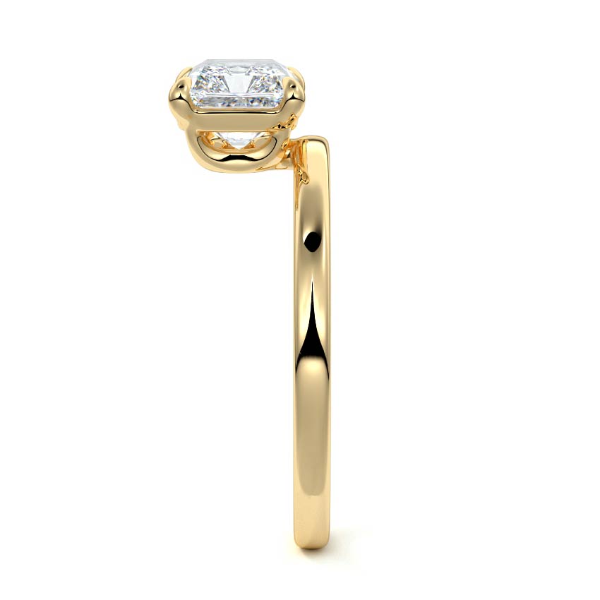 Yellow gold Radiant Diamond Solitaire Engagement Ring with Low Profile Prong Setting