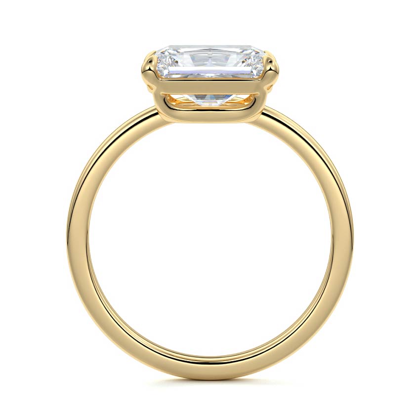 Yellow gold Radiant Diamond Solitaire Engagement Ring with Low Profile Prong Setting